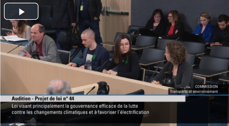 Deux jeunes ministres présentent leur mémoire à la Commission Transport et Environnement